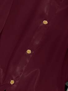 GlowEve 女士优雅纯色长袖通勤衬衫 - 酒紅色 - 查看 3