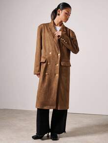 COSMINA Abrigo largo elegante para mujer, otoño/invierno - Marrón - Ver 4