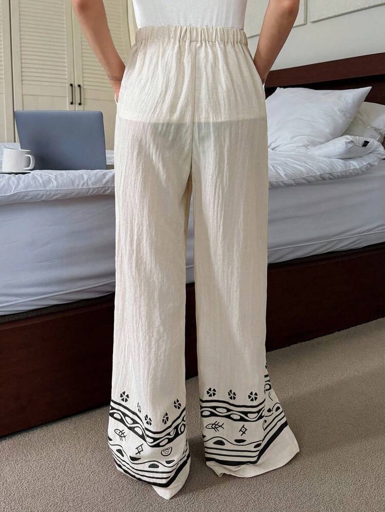 Loose Fit Printed Straight Leg Pajama Pants, Loungewear, Fall