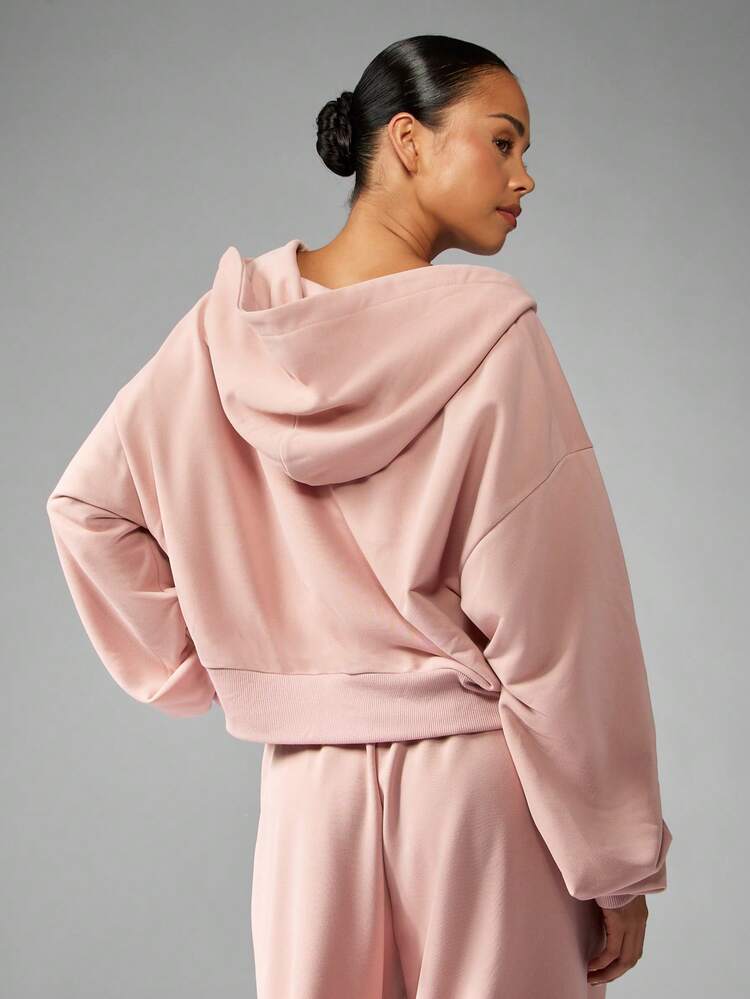 MISSGUIDED Cropped Full Zip Hoodie With Drawstring And Ribbed Hem