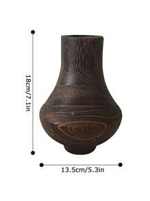 Cirelle Brown Wooden Vase, Simulated Dried Flower Art Vase For Simple Living Room & Exhibition Hall Decor, Birthday And Graduation Gift | Wood Vase, Flower Arrangement, Room Decoration | Vase,Room Decor,Flower Vase,Wood Vase - Brown - View 6