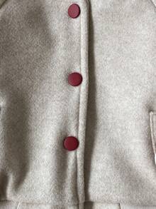 SHEIN 女婴条纹插肩袖单排扣休闲棒球夹克 - 灰色 - 查看 3