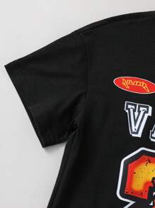 PAVTROS 2 件套 Tween Boy 套装：字母和老鹰印花圆领宽松 T 恤和短裤 - 彩色 - 查看 5