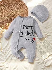 SHEIN Vintaside Kids 嬰兒男寶寶字母圖形連身衣