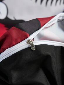 Harley Quinn X SHEIN 3pc Cartoon Character And Argyle Pattern Bedding Set,Suitable For Single Bed/Double Bed/Queen Bed/King Bed, Dormitory/Home - Multicolor - View 6