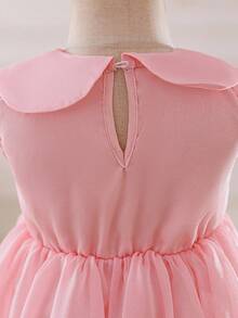 Glamorique Kids 女童甜美可爱粉色公主薄纱无袖连衣裙、派对连衣裙 - 粉色 - 查看 3