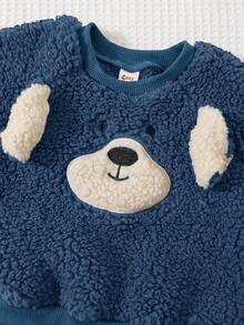 Cozy Pixies Felpa girocollo a maniche lunghe con decorazione a orecchie di cucciolo per bambini maschi