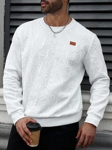 Manfinity CasualCool 大码男士纯色圆领长袖休闲套头衫，秋季