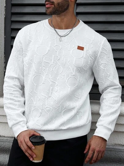 Manfinity CasualCool 大码男士纯色圆领长袖休闲套头衫，秋季