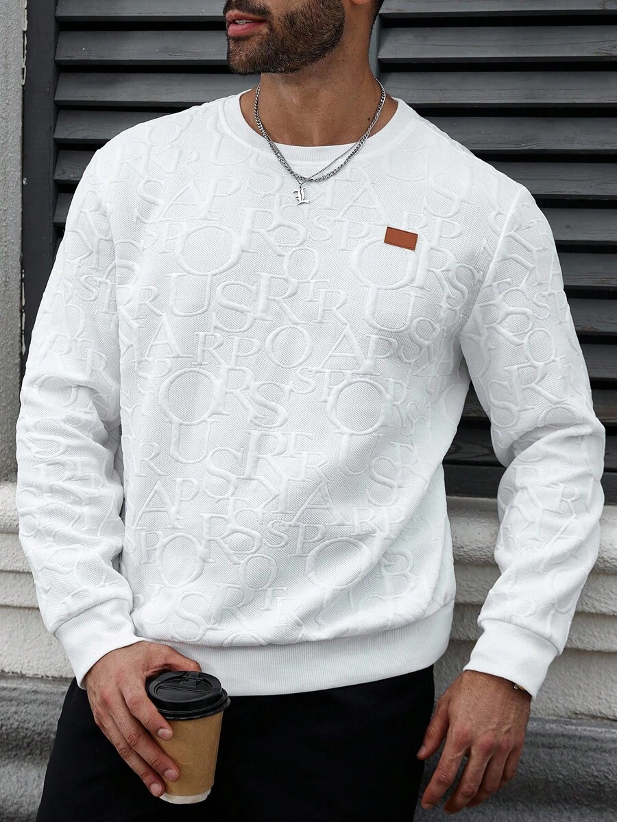 Manfinity CasualCool 大码男士纯色圆领长袖休闲套头衫，秋季