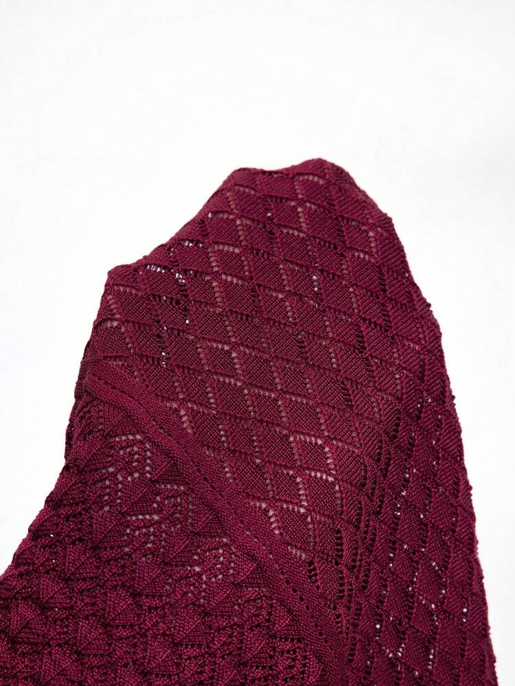 SHEIN Maija Women's Stand Collar Long Sleeve Hollow Design Fitted Fashionable Sweater Burgundy Tops For Women Wine Red Top Maroon Top Turtle Neck Top Dark Red Top Casual Tops Red Top Fall Sweaters Halloween Sweater Going Out Tops Casual Tops Women Rave Burgundy Top Chic Autumn Christmas Women's Christmas Jumper Going Out Tops Burgundy Tops