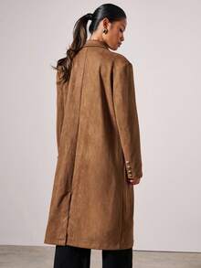 COSMINA Abrigo largo elegante para mujer, otoño/invierno - Marrón - Ver 2