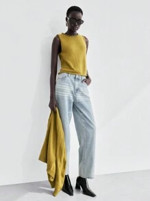 Lumivelle Old Money Prefall Sweater 2pcs Knitted Long Sleeve Cardigan & Sleeveless Knit Vest Set, Versatile - Mustard Yellow - View 7