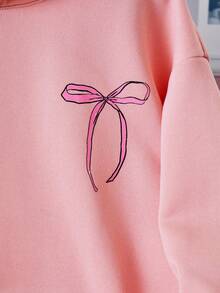 Tween Girl Letter Print Casual Hoodie, Pink, Pocket, Long Sleeve, Graduation Long Sleeve Top, Back To School, Graduation, Teacher , Fall Winter