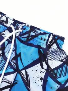 青少年男童泳装套装：短袖防晒衣上衣和沙滩短裤，夏季休闲运动泳衣 - 彩色 - 查看 5