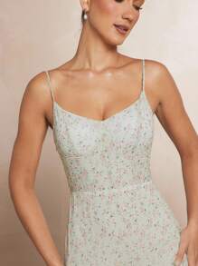 L'Amorae Women's Ditsy Floral Printed Triple Tier Maxi Dress Summer Birthday Wedding In Mint Green - Mint Green - View 2