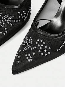 CUCCOO HITCHD 女士后绑带蝴蝶装饰洛丽塔风格高跟鞋，酒红色 - 黑色 - 查看 12