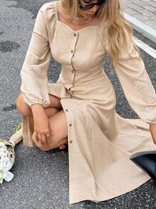 Serisse 女式法式休闲棕色连衣裙时尚优雅甜心领单排扣刺绣长裙、女士秋季连衣裙、女士冬季连衣裙、新年连衣裙、秋季婚礼宾客连衣裙、女士休闲连衣裙、派对优雅连衣裙、女士秋季连衣裙、休闲连衣裙、适合秋冬季女士秋季连衣裙秋季婚礼宾客连衣裙冬装女士秋季服装女士秋季连衣裙冬装女士冬季服装女士冬季服装女士返校节连衣裙晚礼服女士约会晚礼服婚礼宾客连衣裙女士 Y2k 服装老钱连衣裙老钱服装女士飘逸连衣裙、婚礼宾客连衣裙、优雅派对连衣裙、秋季婚礼宾客连衣裙、女士感恩节服装、新年连衣裙、休闲连衣裙、秋季连衣裙 - 杏色 - 查看 2