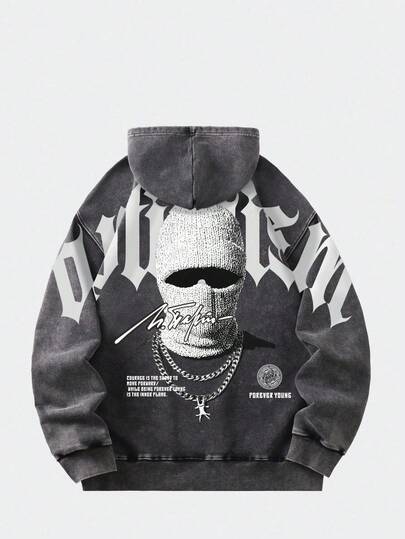 Street Life قبعة بلاكلافا للأولاد مطبوعة برسومات، هوديي مغسول