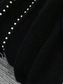 GlowEve CURVE 大码串珠缀饰长袖开衫 - 黑色 - 查看 5