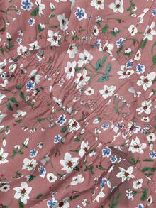 Sweetra Plus Size Women's Hollow Neck Slit Dress, Elegant Vintage Ditsy Floral, Suitable For Spring/Summer Vacation & Beach - Pink - View 5