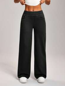 Flexra Women's Slimming Solid Color Straight Loose Fit Versatile Jeans