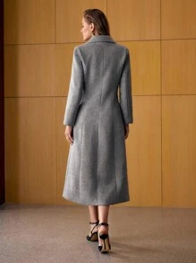 MOTF PREMIUM WOOL DOUBLE BREASTED OVERCOAT - Grey - View 3