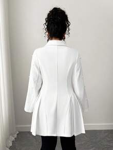 Elenzga Elegante Perlenverzierte Jacke für Große Größen - Weiss - Übersicht 2