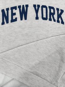 INAWLY 休闲字母印花抓绒圆领卫衣，秋冬季毕业季、返校季、教师节、返校套头衫 - 淺灰色 - 查看 4