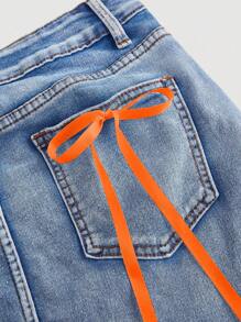 SHEIN MOD 女士牛仔裙万圣节，万圣节服装，橙色牛仔裤万圣节女士服装 - 藍色 - 查看 4