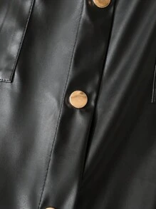 GlowEve Women's Solid Color Front Button Closure Skirt, Suitable For Commuting - Black - View 5
