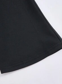 Baby Girl Black Thermal Lined Casual Comfortable Versatile Solid Color Flare Pants, Autumn/Winter Fall - Black - View 6