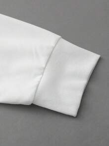 ROMWE MEN Goth Men's Letter & Cross Print Crew Neck White Long Sleeve Pullover Sweatshirt