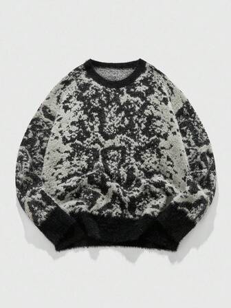 Street Life Pull col rond homme en tricot jacquard motif python