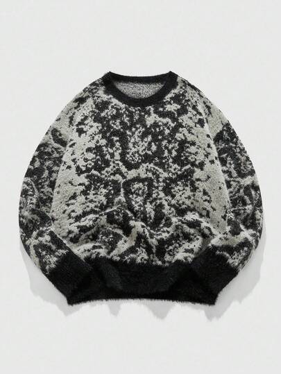 Street Life Maglione girocollo da uomo in maglia jacquard a motivo pitone