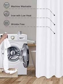 纯色防水浴帘 - 复古浴室装饰，秋季美学，波西米亚风格，可爱的返校必备品，大学宿舍配件，涤纶内衬，防潮，易清洁