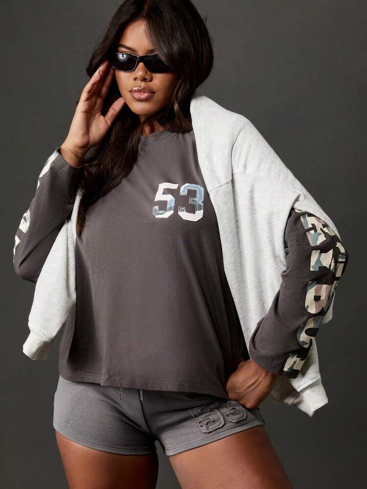 Missguided x Playboy Varsity Number Long Sleeve Jersey Top Retro 53 Logo Slouchy Fall Winter Casual Street Style Fashion