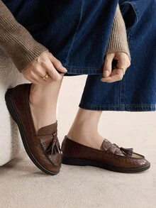 Rosivie 女士休闲一脚蹬平底运动鞋 - 巧克力棕 - 查看 8