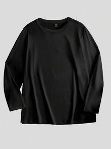 EMERY ROSE 大码基本款纯色圆领长袖T恤 - 彩色 - 查看 4