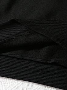 EMERY ROSE Plus Size Women's Slogan PERFECTLY ImperfectLetter Printed Round Neck Sweatshirt Fall Cloth For Women Winter Autumn - Black - View 5