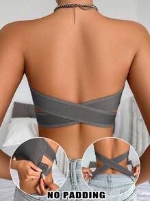 1pc Women's Sexy Minimalist Wireless Strapless Convertible Push-Up Bra With Side Closure - Grey - View 1