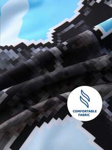 GODZILLAxKONG X SHEIN 3pcs Cartoon Pattern Bedding Set, Soft, Breathable And Warm, Suitable For Single/Double/Queen/King Size Beds, Great For Children,Dinosaur For Bedroom Decor