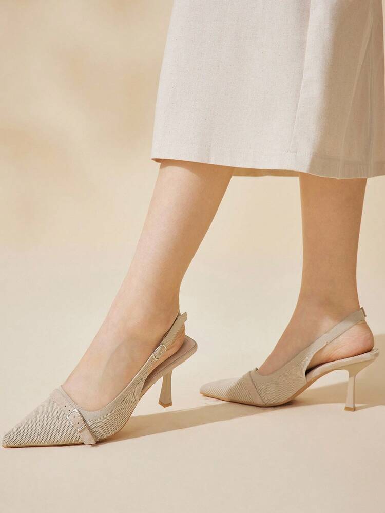 CUCCOO BASICS CUCCOO High Heel Buckle Fabric Comfortable Breathable Flats