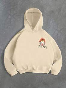 Rick and Morty X Manfinity Manfinity Streetrush Men's Letter & Cartoon Character Graphic Hoodie, Fashionable Streetwear Minimalist Pullover Sweatshirt