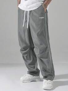 Manfinity Hypemode Men's Street Collegiate Style Pants, Fall - Grey - View 5