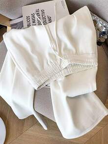 GlowEve Women's Solid Color Elastic Waist Drawstring Casual Pants Fall Cloth For Women - White - View 5