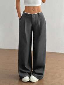 SHEIN Unity Women's Elegant Design Flattering Straight Leg Pants Fall Cloth For Women