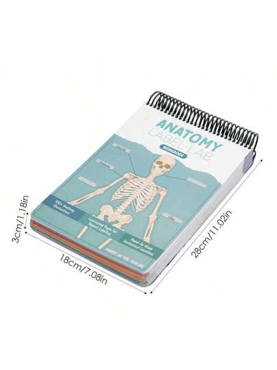 SHEIN (1本) 人体器官学习手册，通用交互式解剖学标签手册 - 100+全彩可擦除插图，适合医学和护理专业学生，护理学习手册