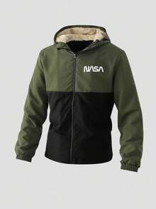 Sparklyn Teenage Boys' Outdoor Sport Thickened Hoodie Jacket, Color Blocking Fall Winter