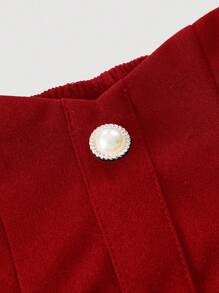 SHEIN MOD Vintage Palace Style Collegiate Solid Color Pearl Button Decor High Waist Skirt, Suitable For Dates, Parties, Holidays, Afternoon Tea